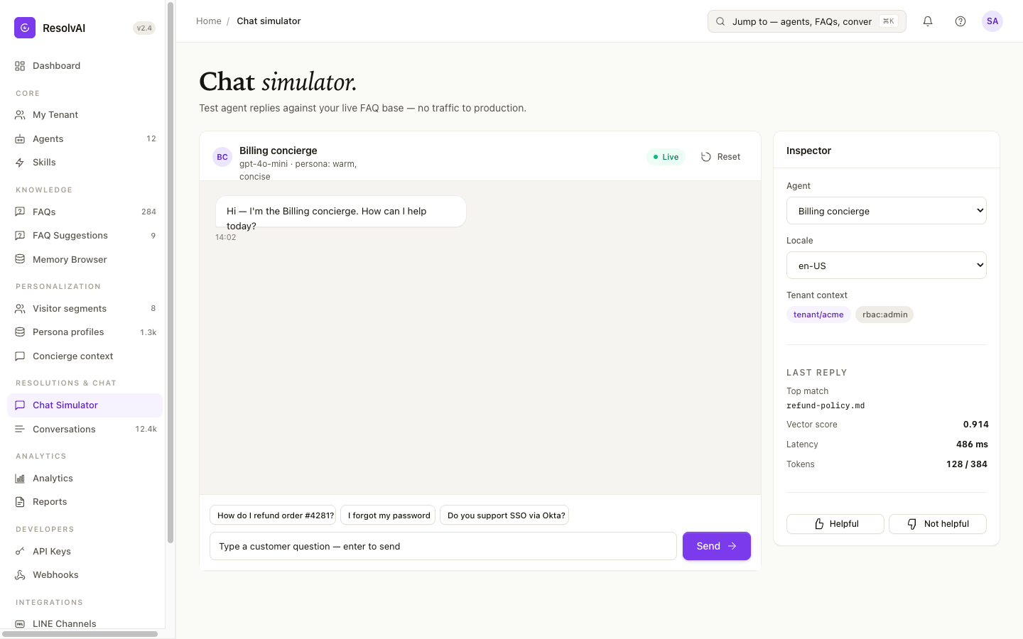 Chat simulator